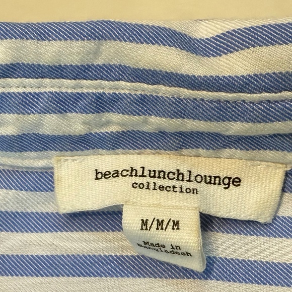 Women’s Sleeveless Blouse, Roll cuffs, Blue & White Stripes Size M - Picture 4 of 5